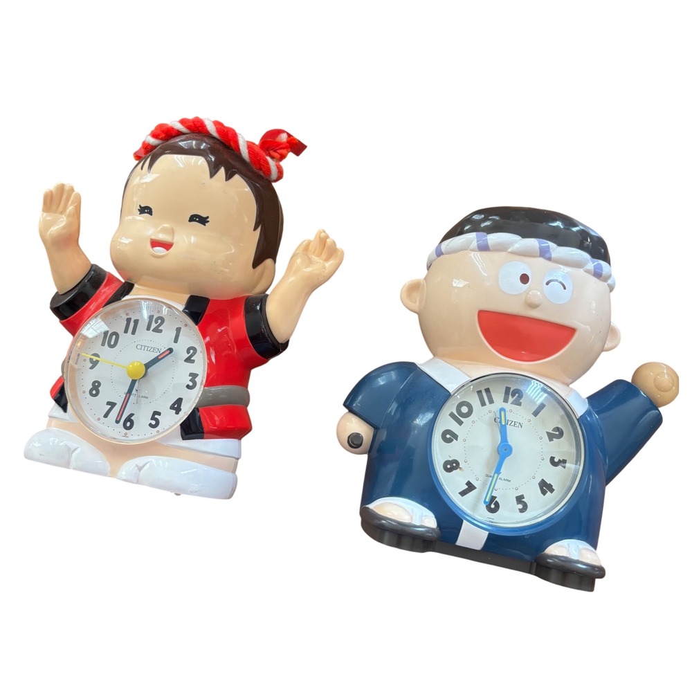 Vtg Citizen Rhythm Japan Matsuri  Festival Character Alarm Clock Set Quartz WORK